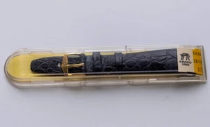 Hirsch Crocograin 17 Genuine Black Lather Austria Watch Band 17.7mm - Picture 1 of 7