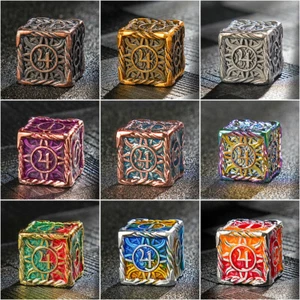 Metall RPG Würfel Set Polyedrisch 7-Teilig W4-W20 Rollenspiel Würfelzeit DSA DND - Picture 1 of 21