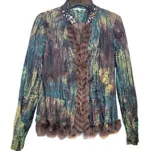 Passion Concept Women’s Jacket Blazer Size S Multicolor Bohochic Glam Faux Fur - Picture 1 of 11