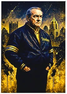 CHUCK NOLL * ACEO personalizado * novedad divertida * PITTSBURGH STEELERS * tarjeta de arte * ATC - Imagen 1 de 2