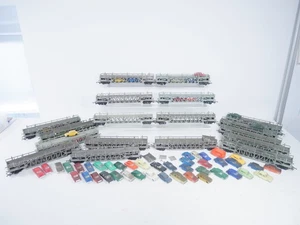 Tri-ang OO Gauge Bogie Car Transporter Wagons x 18 + Minix Cars - Picture 1 of 15