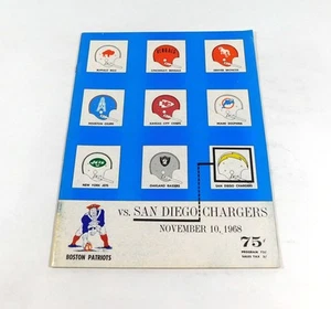 1968 San Diego Chargers at Boston Patriots AFL Football Program 11-10-68 - Picture 1 of 2