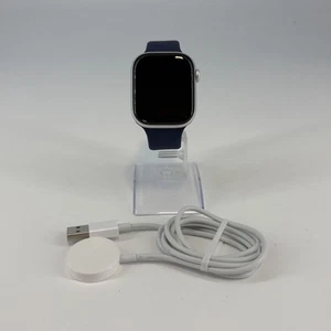 Apple Watch (Series 10) 42mm Silver Aluminum (LTE) w/ Blue Sport- Excellent - Picture 1 of 5