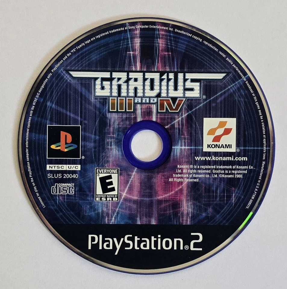Gradius III and IV [3 and 4] (Sony PlayStation 2, PS2, 2000) Disc Only Tested - Image 1 of 2