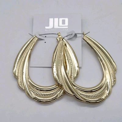 Pendientes de aro JENNIFER LOPEZ tono dorado JLO celebridades ENORMES 3 pulgadas Foto 1 de 4