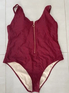 L.A. Hearts Swim Women Sz XL One Piece Swimsuit Floral Embroidered Red Swimwear - Picture 1 of 10