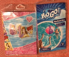 Disney Princess Inflatable 2 Arm Floats +H2O Go!16" Pink Purple White Beach Ball