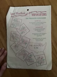 Vintage 50 States Flowers Iron On Quilt Block Transfers For Embroidery - Picture 1 of 19