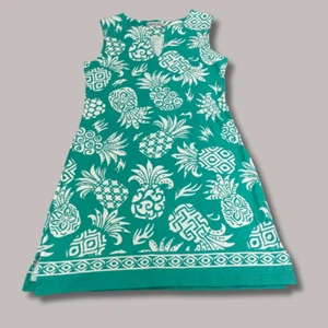 Barbara Gerwit Sleeveless Cotton Blend Shift Dress Pineapple Print Women's Large - Picture 1 of 5