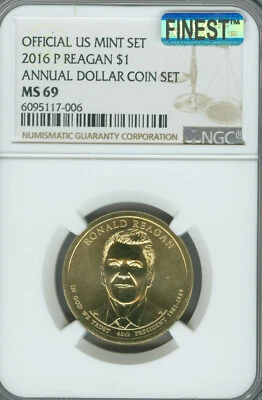 2016 P RONALD REAGAN PRES. DOLLAR NGC MS69 PQ MAC FINEST MAC SPOTLESS POP 7 * - Image 1 of 2