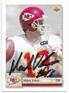 MARK VLASIC Autographed Signed 1992 Upper Deck card #584 Kansas City Chiefs