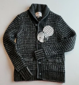 NEW Neiman Marcus Rag & Bone Boys Youth S Black Multi Wool Blend Button Cardigan - Picture 1 of 12