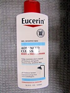 EUCERIN~~DRY,SENSITIVE SKIN~ADVANCED CLEANSING~BODY & FACE CLEANSER 16.9 OZ 138 