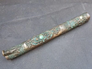 Antikes chinesisches Repousse Essset Essstäbchen Messer Etui Trousse Tibet ASIS - Bild 1 von 24