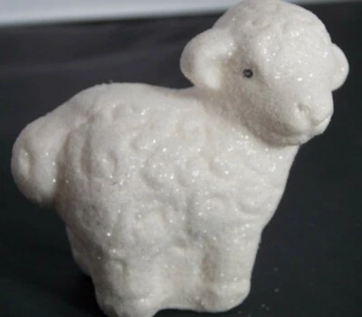 Lote de 5 Lindos Yeso de París Brillo Corderos Ovejas para Artesanías Belén Navidad Foto 1 de 4