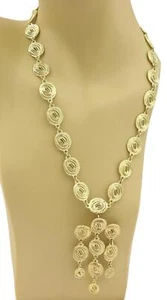 Estate 14k necklace Yellow Gold Convertible Dangle Brooch Whorl Link Pendant 22" - Picture 1 of 7