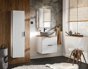 MONTIERT Design Badmöbel Set mit Waschbecken ADEL WEISS 60 cm MDF SOFT-CLOSE - Bild 1 von 13
