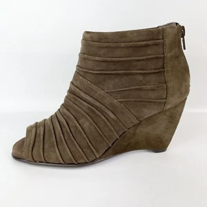 Aerosoles Soundtrack Sz 7M Suede Open Toe Wedge Booties MID BROWN NIB - Picture 1 of 19