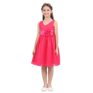 US Kids Girls Chiffon Flower Dress Bridesmaid Wedding Formal Party Prom Gown - Picture 1 of 86