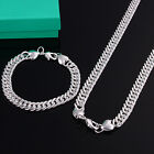 Cool 925Sterling Silver 10MM 20" Strong Men's Chains Necklace Bracelet Set S208