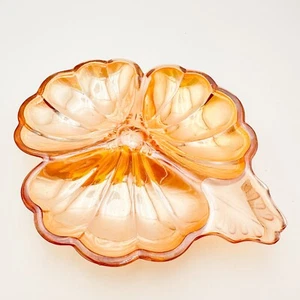 Jeannette Glass Marigold Lusterware Clover Divided Candy Relish Dish Vintage - Picture 1 of 8