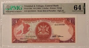 Billete de 1 dólar Trinidad y Tobago 1985 Ch AU 64 EPQ PMG - Imagen 1 de 4
