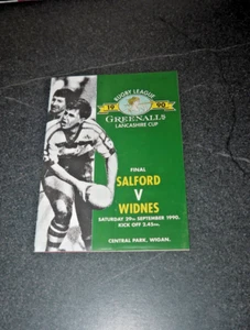 RUGBY LEAGUE PROGRAMME /LANCASHIRE CUP FINAL Salford v widnes 1990 - Picture 1 of 3
