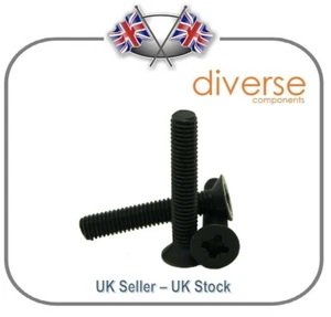 Black Countersunk Machine Screws Pozidriv M3/M4/M5 - Picture 1 of 1
