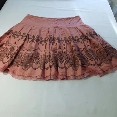 Apt. 9 Mujeres Melocotón y Negro Floral Algodón Cremallera Trasera Falda Plisada Talla 18W Foto 1 de 4