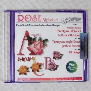 Vermillion Stitchery Rose Alphabet Cross Stitch Machine Embroidery CD LN - Picture 1 of 3