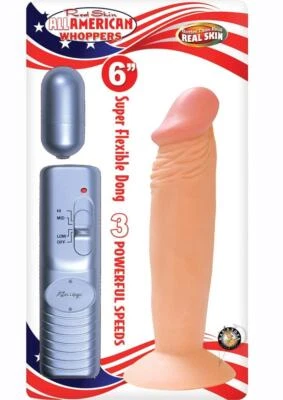 Real Skin All American Whoppers Vibrating Dildo with Wired Remote Control 6in - Image 1 of 3