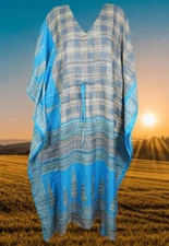 Boho Check Print Caftan Bikini CoverUp Lounger CHRISTMAS GIFT L-2XL One size