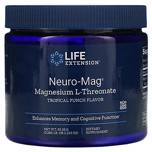 Neuro-Mag Magnesium L-Threonate Powder 3.29oz/93g Life Extension Tropical Punch  - Image 1 of 2