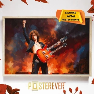 Jimmy Page ikonischer LED-Zeppelin Konzert Kunst Malerei Poster Leinwand Wandkunst Druck - Bild 1 von 32