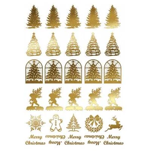 Christmas Tree 30 pcs 22k Gold Fused Glass Decals - Picture 1 of 3