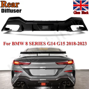 For BMW 8Series G14 G15 M850i M-Sport 2Door Gloss Black Rear Bumper Diffuser Lip - Picture 1 of 16