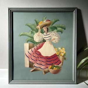 Vintage Bernard Picture Company NYC gerahmtes Aquarell Frau mit Obstkorb #60 - Bild 1 von 20