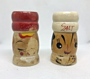 Vintage Salt And Pepper Shakers - Fun people, wooden 2.5" tall (AS IS) - Picture 1 of 6