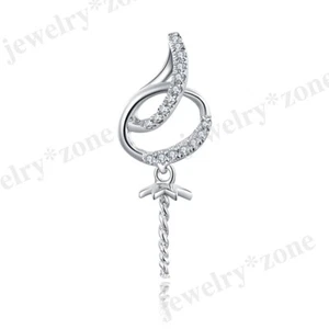 Beautyful Fine Natural Diamond Pendant Solid 18k White Gold Pearl 9mm Semi Mount - Picture 1 of 5