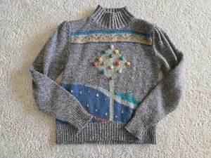 Vintage Ginene knit sweater Size M slight Puff Sleeve Half Shoulder Pad VTG - Picture 1 of 6