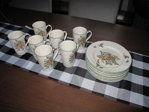 MIKASA English Countryside Festive Spirit - 8 Salad / Dessert Plates & 7 Mugs - Picture 1 of 19