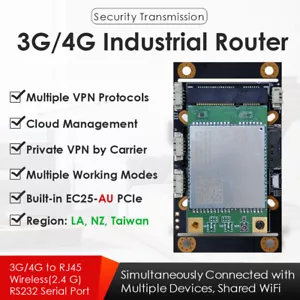 4G LTE Industrial Wireless Router W/SIM Card Slot EC25-AU Bundled for LA/NZ/TW - Picture 1 of 6