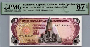 Dominican Republic "Collector Series Specimen" 50 Pesos Oro 1978 PMG 67EPQ   - Picture 1 of 4
