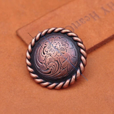10X Antique Copper Flower Rope Side Leathercraft Saddle Leather Conchos 1-1/4" - Image 1 of 4