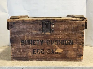 Primitive 19th C Antique Surety Cushion 6 Dozen Eggs Egg Crate Wood Box - Picture 1 of 14