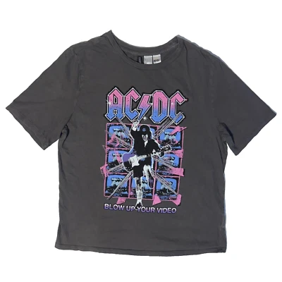 Футболка женская ACDC Blow Up Your Video World Tour S серая короткий рукав вырез лодочкой - Изображение 1 из 4