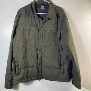 Mens 32 Degrees Heat Down Shacket Green 2XL Zip Snap Front Flaw - Picture 1 of 11