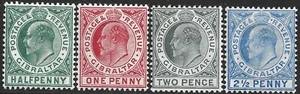 Gibraltar 1906-11 KEVII Part Set 1/2d to 2.5d Values SG66/69 Mint Hinged Cat:£41 - Picture 1 of 2
