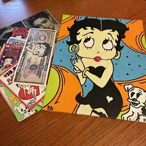 Betty Boop handgemalt auf Leinwand Gemälde 8 x 10 signiert vom Künstler - Bild 1 von 5