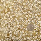 Quilting Fabric Batik White Flowers Brown Tan Sewing Patchwork Quilt 1/2 Metre